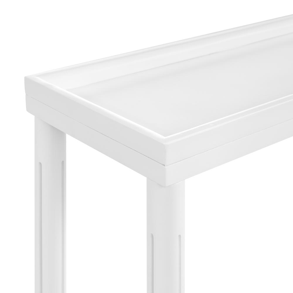 New Ridge Home Goods Harrison Narrow Side End Tables with Shelf, Set of 2, White. Picture 7