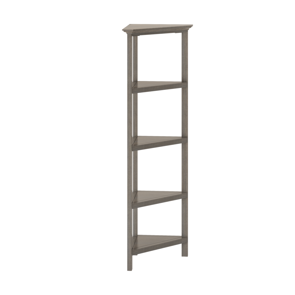 New Ridge 4-Tier Corner Wooden Bookcase Washed Grey. Picture 2