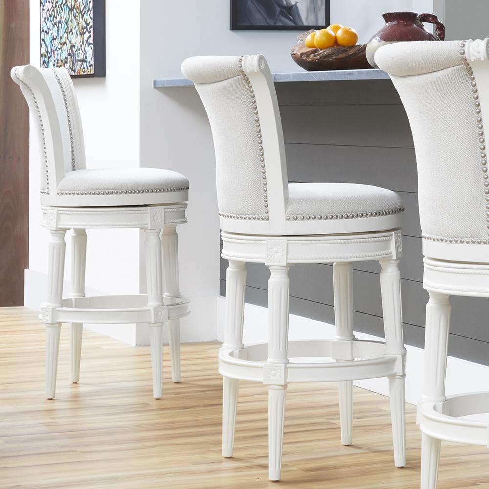 31in. Wood Bar-Height Swivel Barstool with High-Back. Picture 4