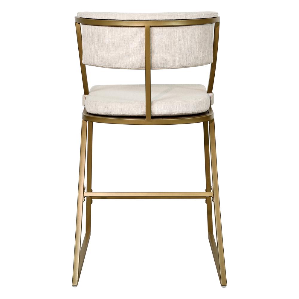 Mina 25" Counter-Height Metal Bar Stool with Back, Antique Brass. Picture 6