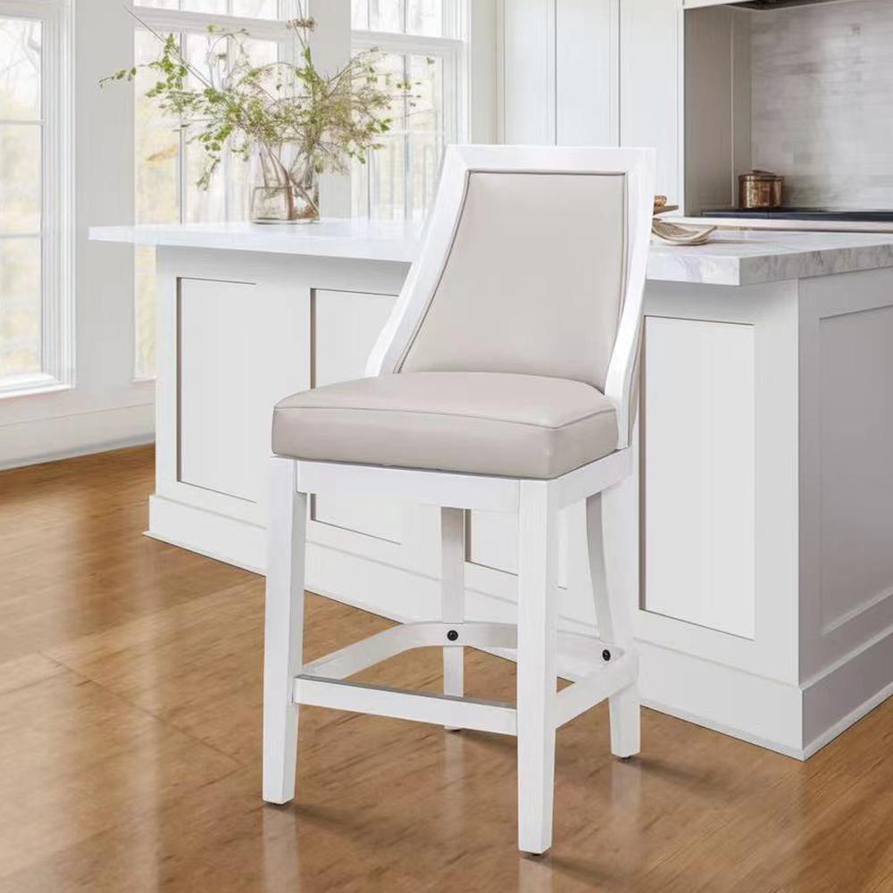 Swivel 26"H Counter-Height Bar Stool with Tall Back, Alabaster White. Picture 8
