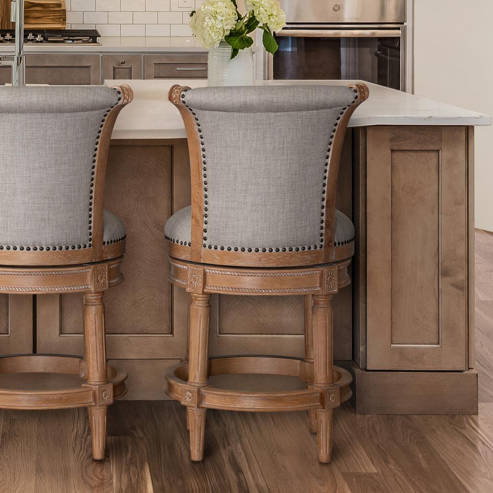 26in. Wood Counter-Height Swivel Barstool with High-Back, Weathered Natural. Picture 3