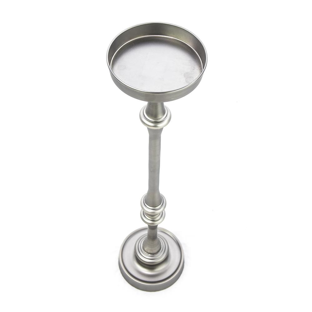 New Ridge Home Goods Martini Side Table in Brushed Silver Finish, set of 2. Picture 1