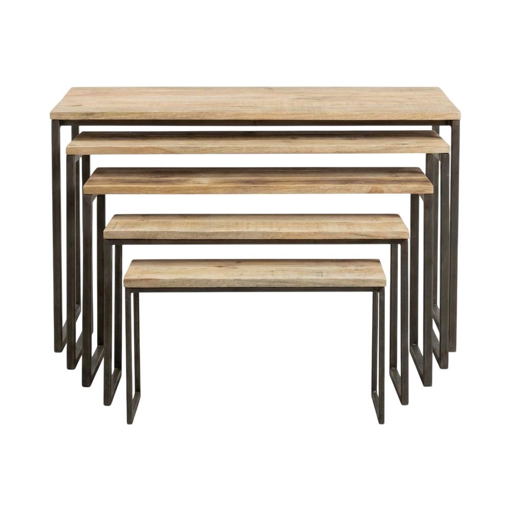 Set Of Five Iron & Recyc Wood Rect Nesting Display Risers. Picture 1