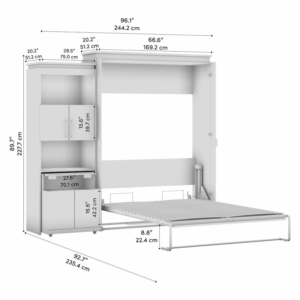 Orion Queen Murphy Bed with Storage Cabinet and Fold-Out Desk (97W). Picture 9