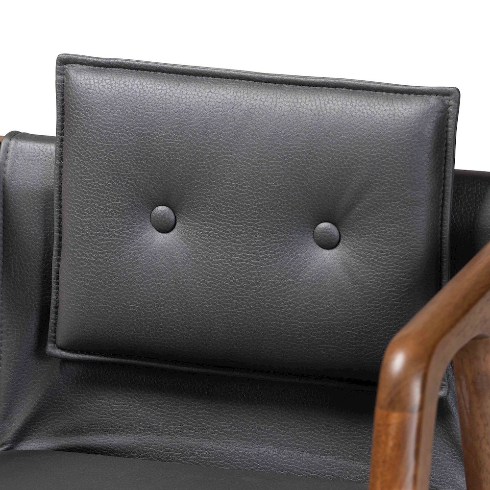 Marcena Modern Grey Imitation Leather and Walnut Brown 2-Piece Dining Chair Set. Picture 4