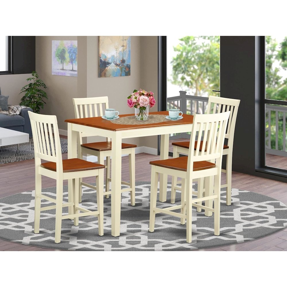 5  Pc  counter  height  set-pub  Table  and  4  bar  stools  with  backs. Picture 4