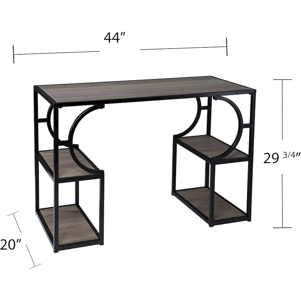 Tyberton Writing Desk with Storage - Transitional Design, Natural Iron and Wood. Picture 7