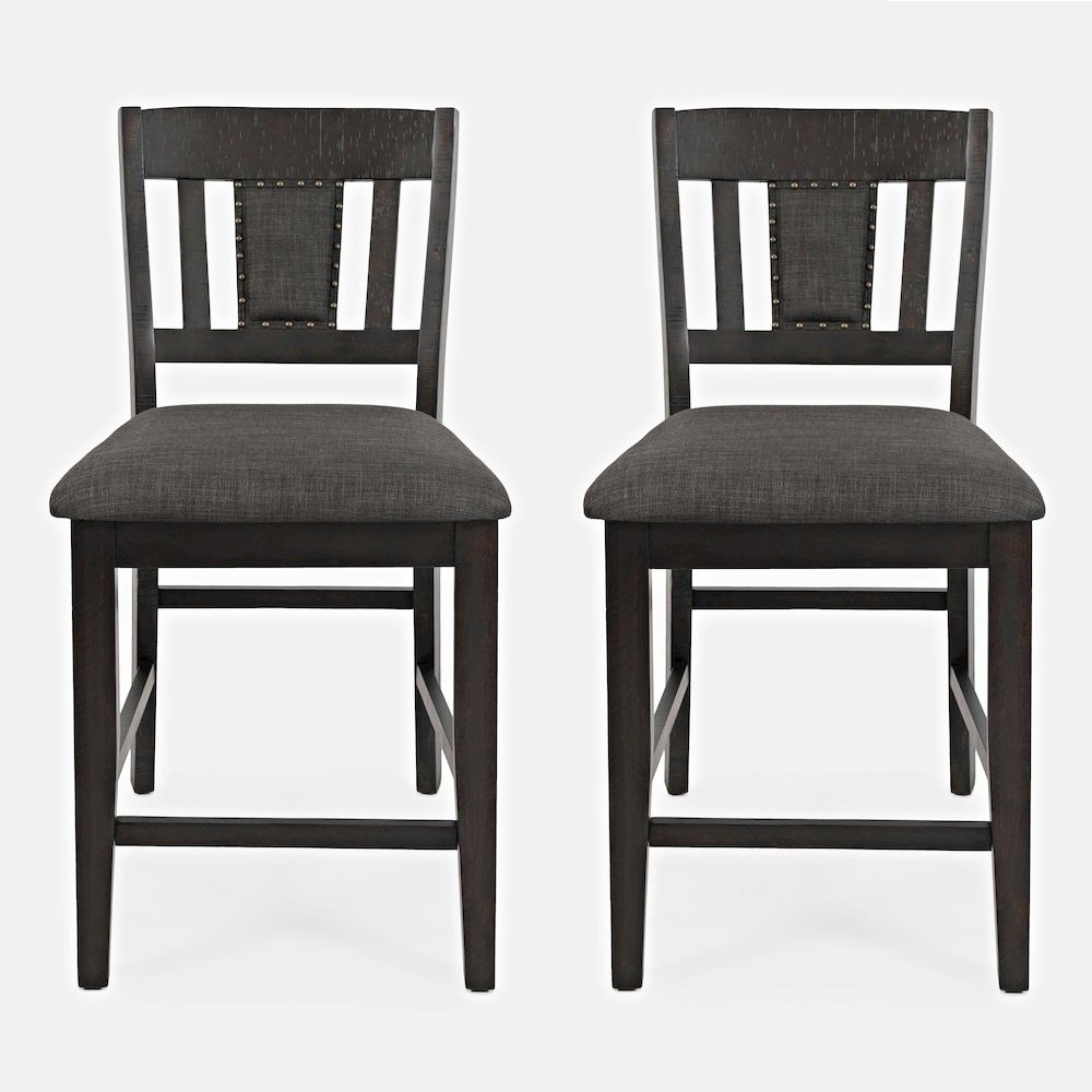 Upholstered Slatback Counter Height Stool with Nailhead Trim (Set of 2). Picture 1