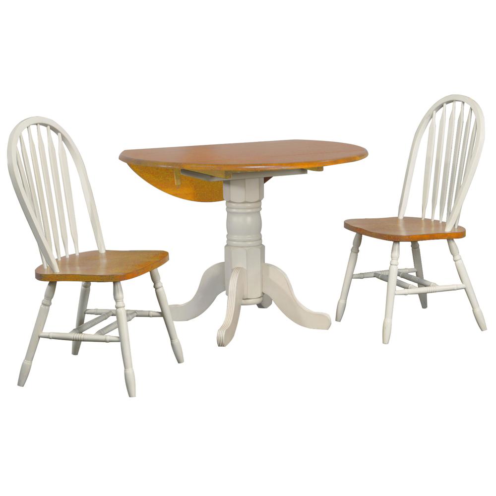3 Piece 42" Round Extendable Drop Leaf Table Set. Picture 6