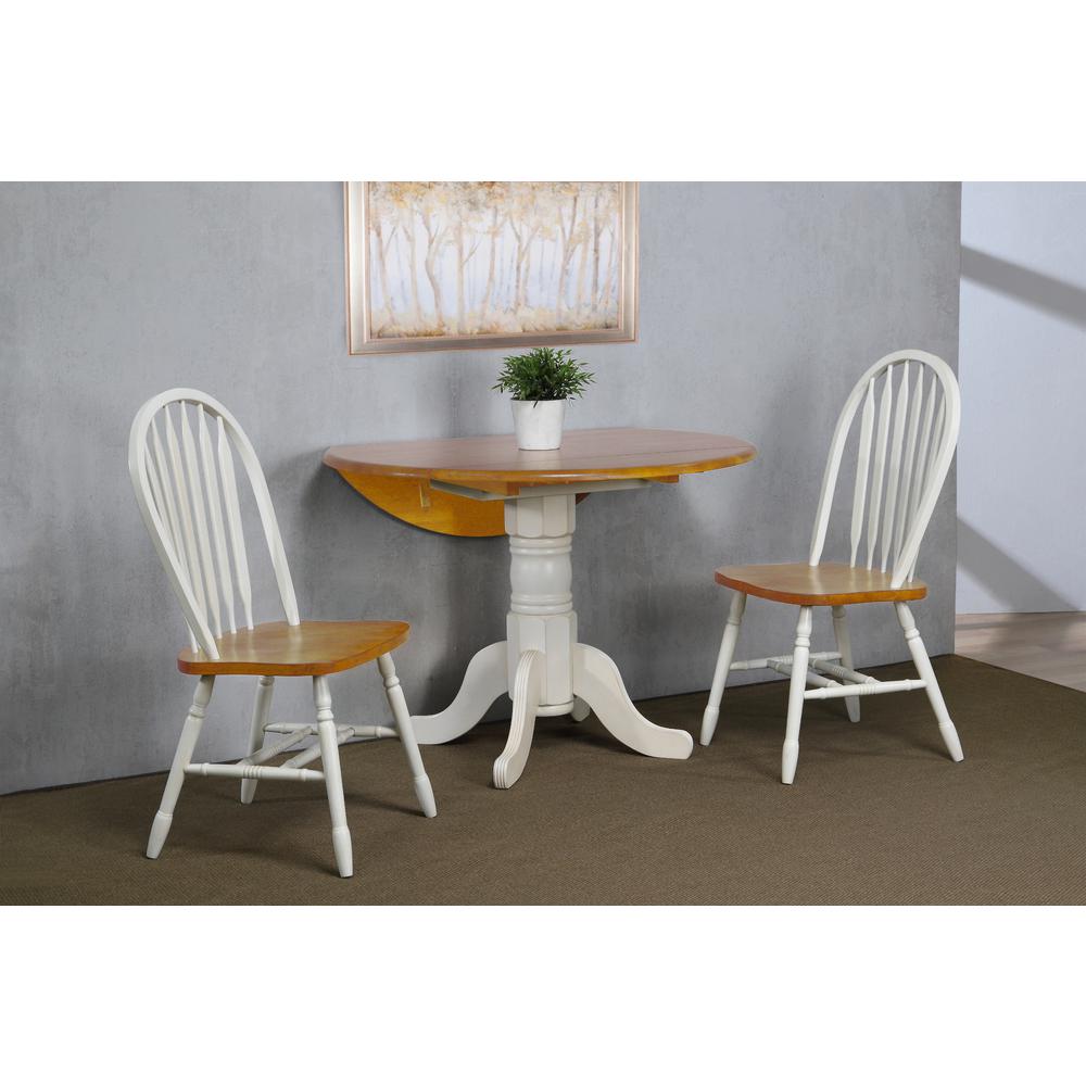3 Piece 42" Round Extendable Drop Leaf Table Set. Picture 2