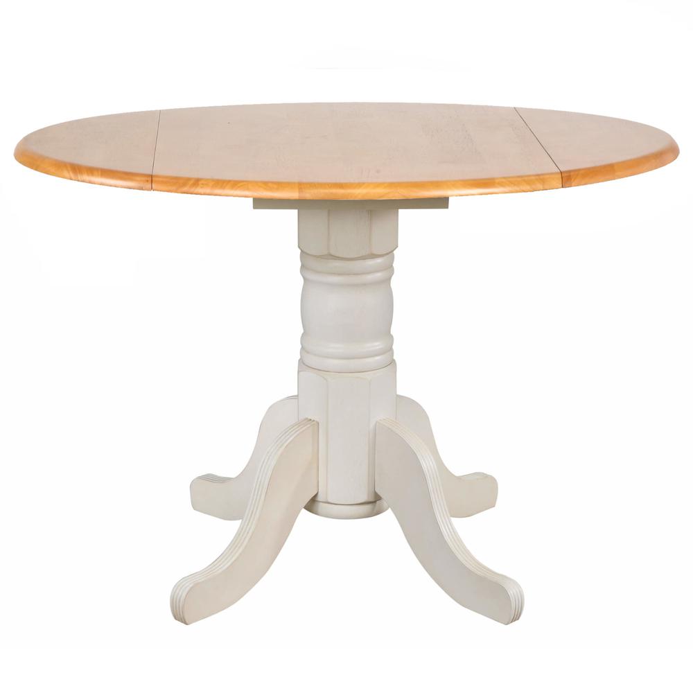 3 Piece 42" Round Extendable Drop Leaf Table Set. Picture 1