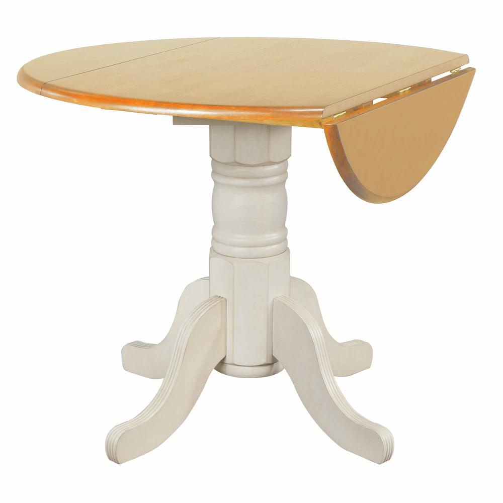 3 Piece 42" Round Extendable Drop Leaf Table Set. Picture 4