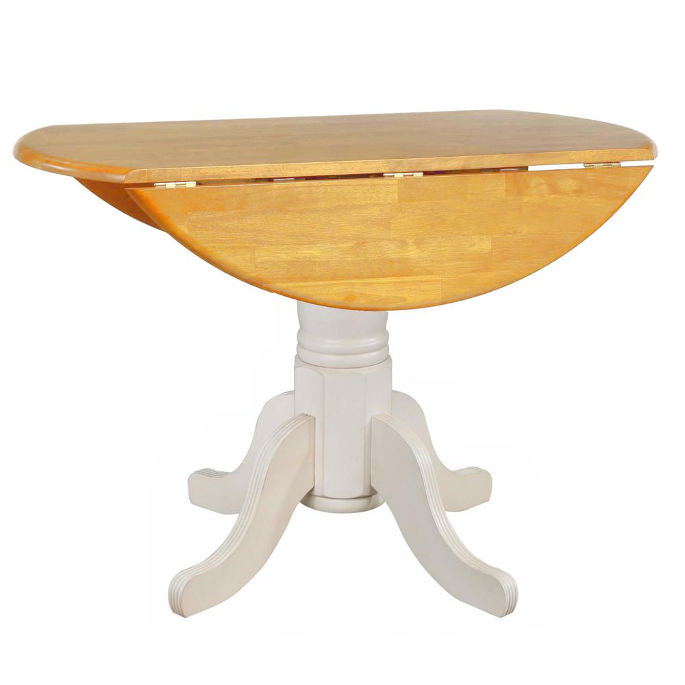 3 Piece 42" Round Extendable Drop Leaf Table Set. Picture 3