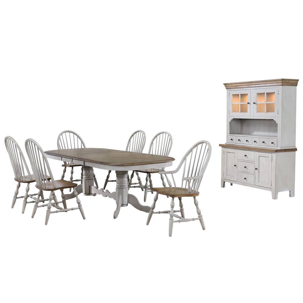 Country Grove 8 Piece 96" Oval Double Pedestal Extendable Dining Table Set. Picture 8