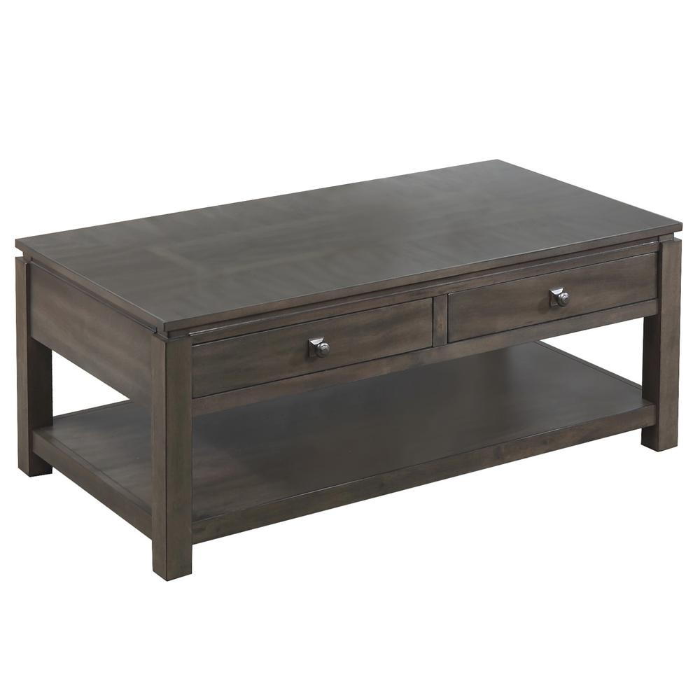 Shades of Gray 3 Piece Living Room Table Set with Drawers and Shelves. Picture 2