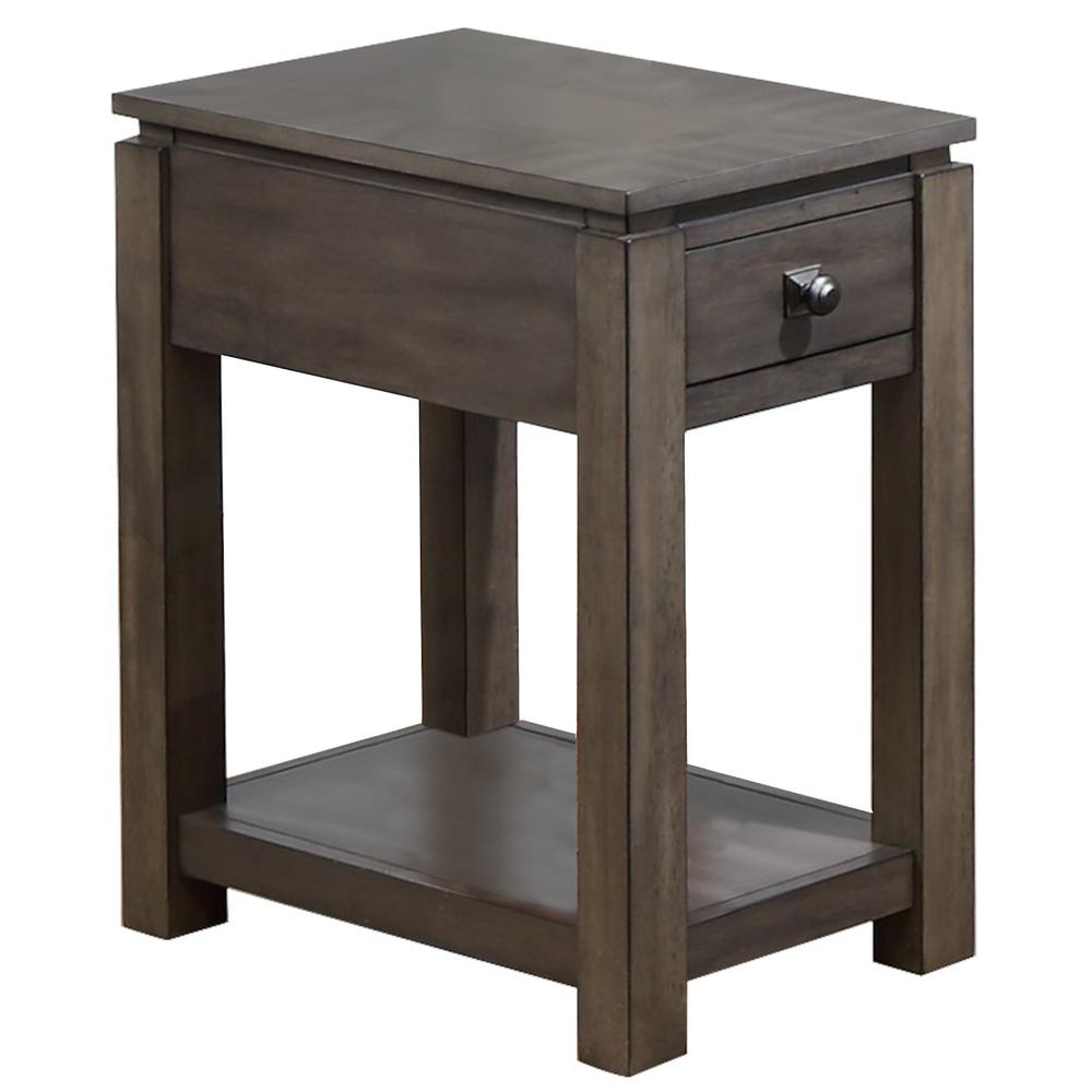 Shades of Gray 3 Piece Living Room Table Set with Drawers and Shelves. Picture 1