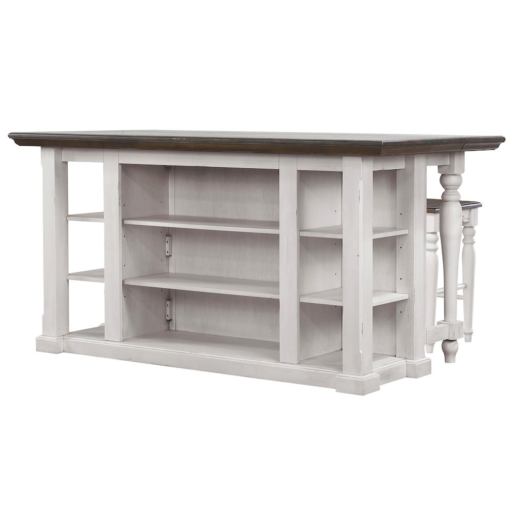 3PC Fully Assembled 71" Dropleaf Kitchen Island Set w 2 Backless Stools. Picture 3