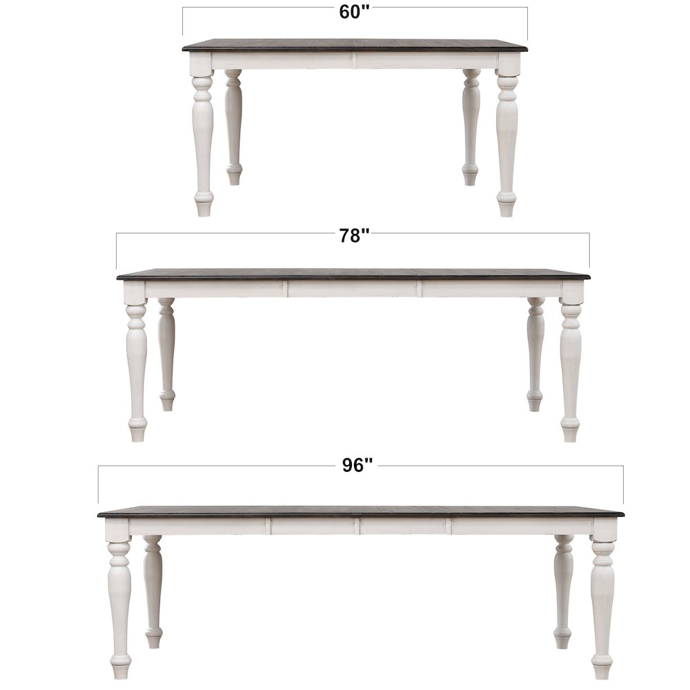 French Chic 60"-78"-96" Wide Extendable Dining Table. Picture 3