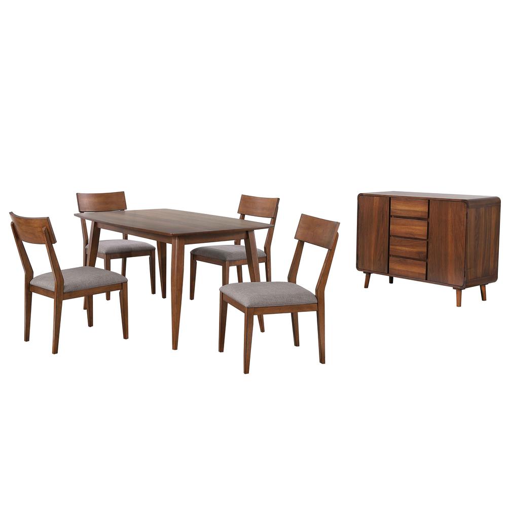 Mid Century 6 Piece 60" Rectangular Dining Table Set. Picture 7