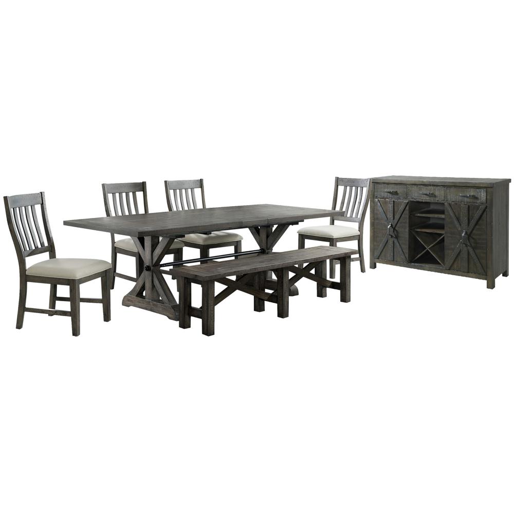Trestle 7 Piece Dining Set with Bench. Picture 10