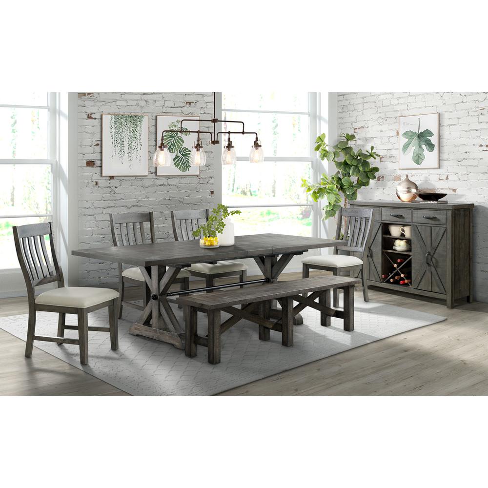 Trestle 7 Piece Dining Set with Bench. Picture 1