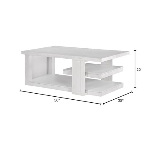 Dover 30” x 50” Wide Rectangular Coffee Cocktail Table with Storage Shelves. Picture 9