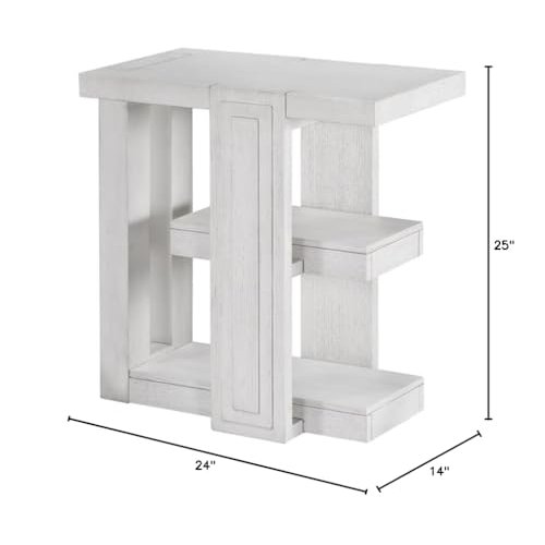 Dover Chairside 14” Slim Rectangular Side End Table with Storage Shelves. Picture 8