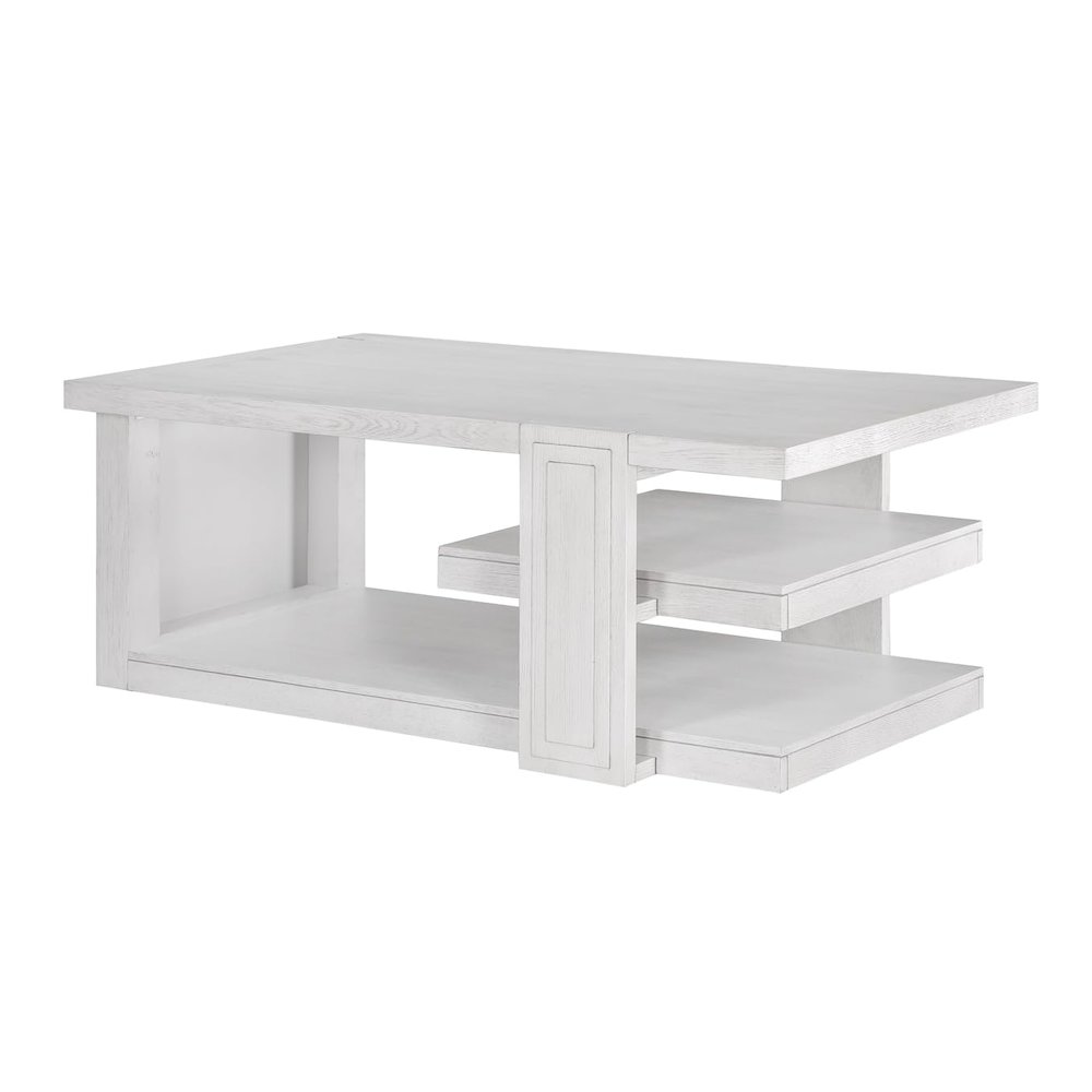 Dover 30” x 50” Wide Rectangular Coffee Cocktail Table with Storage Shelves. Picture 1