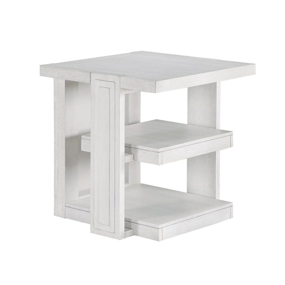 Dover 24” Large Square Side End Table with Storage Shelves. Picture 1