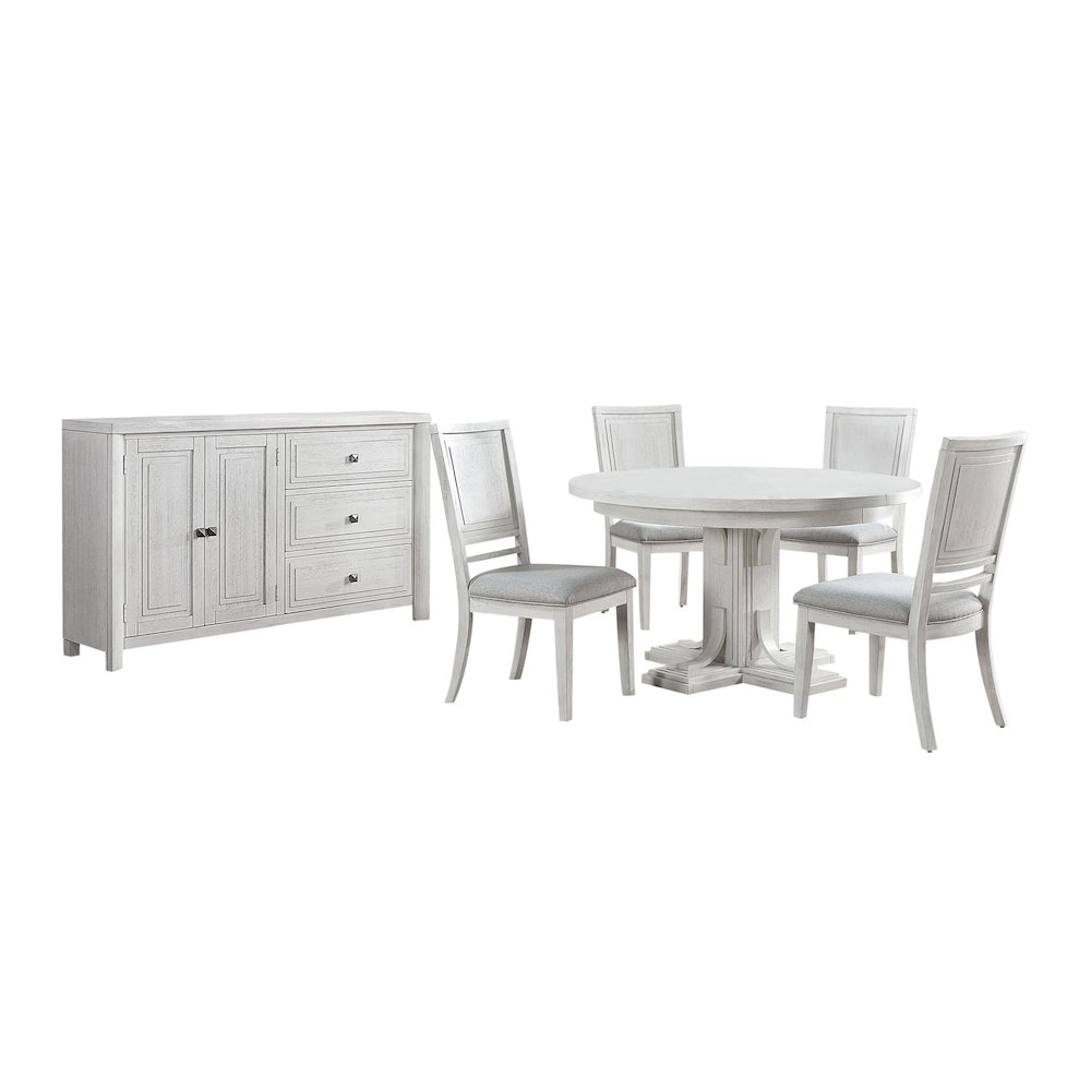 5PC 54” Round -72" Oval Expanding Pedestal Dining Table Set. Picture 1
