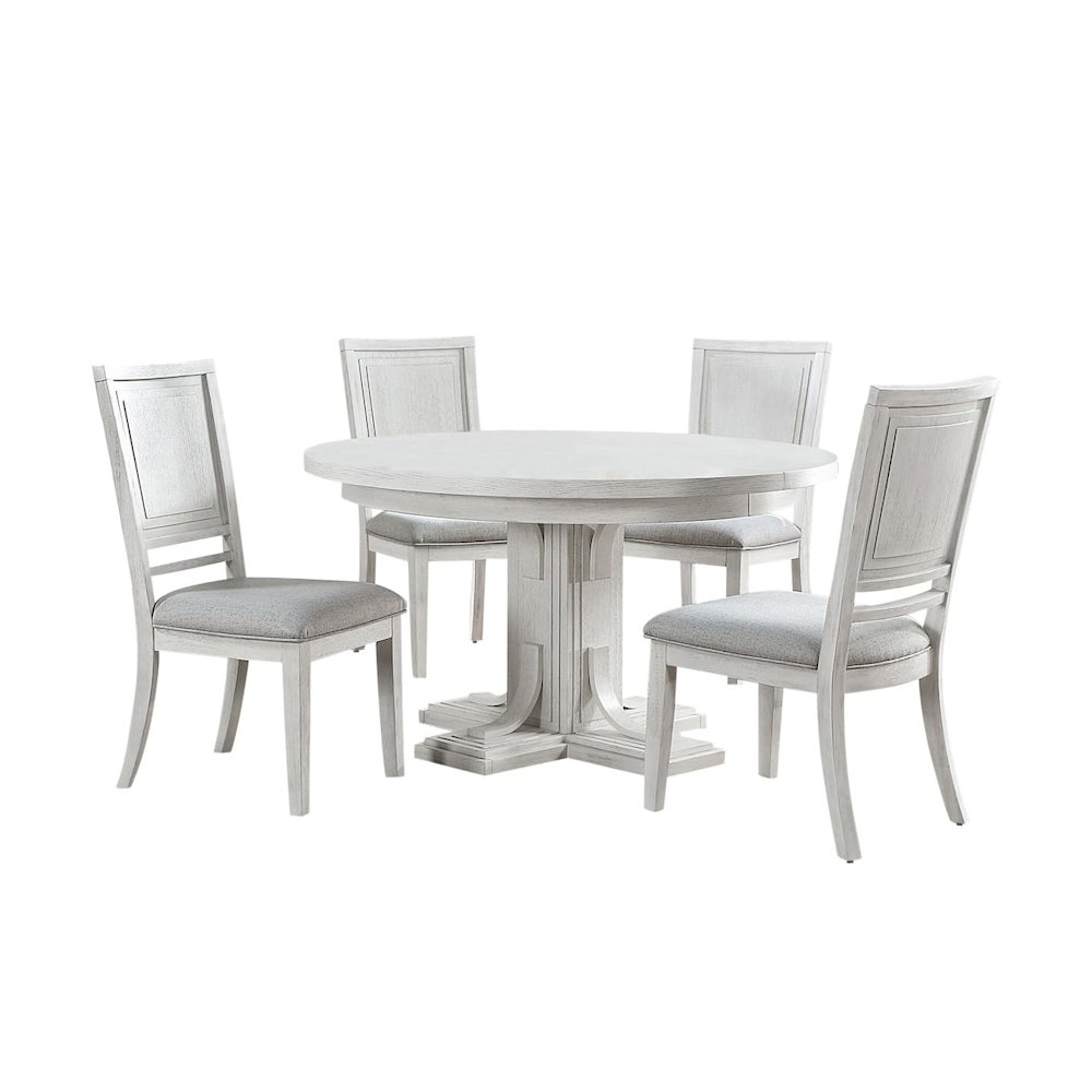 5PC 54” Round -72" Oval Expandable Pedestal Dining Table Set. Picture 1