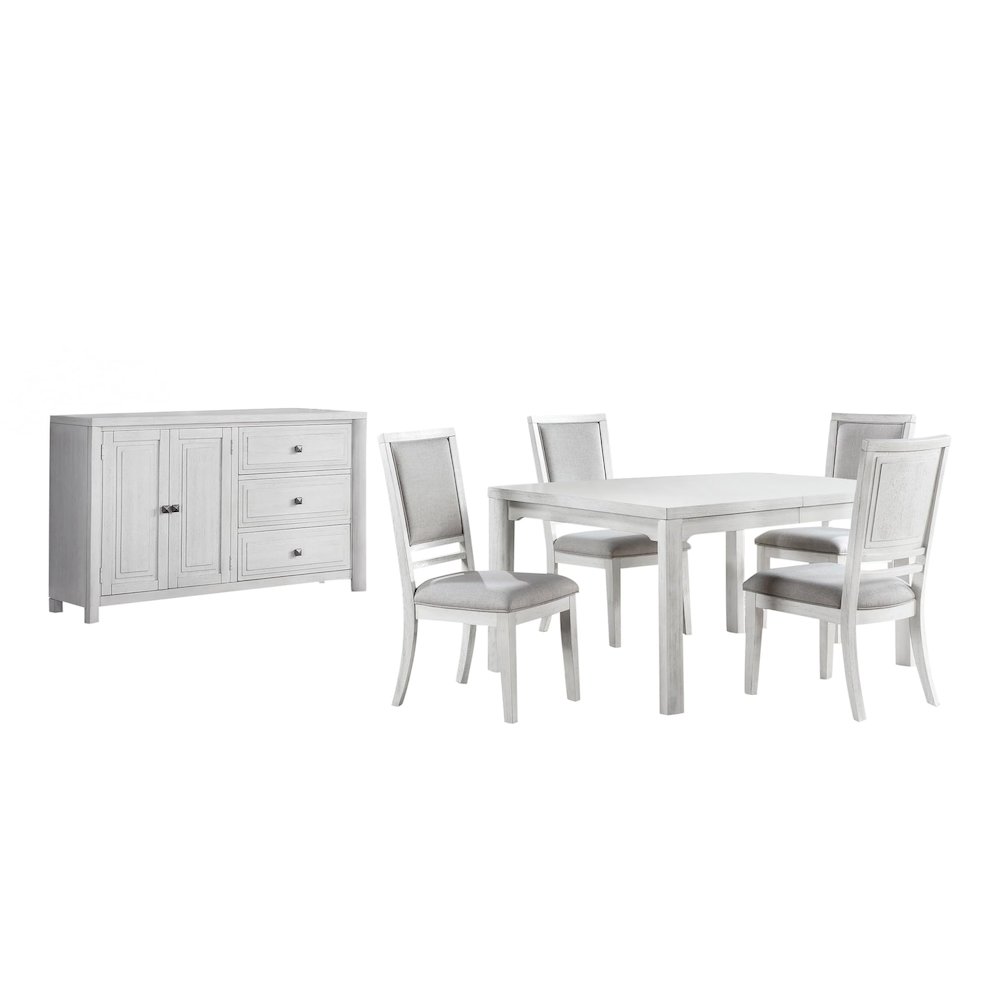 6PC 60”-78”-96" Rectangular Expandable Dining Table Set. Picture 1