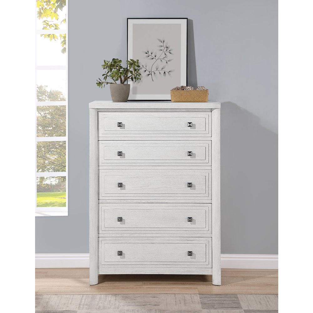 Dover 5 Drawer 58" Tall Chest, Vertical Bedroom Dresser, Contemporary Living. Picture 2