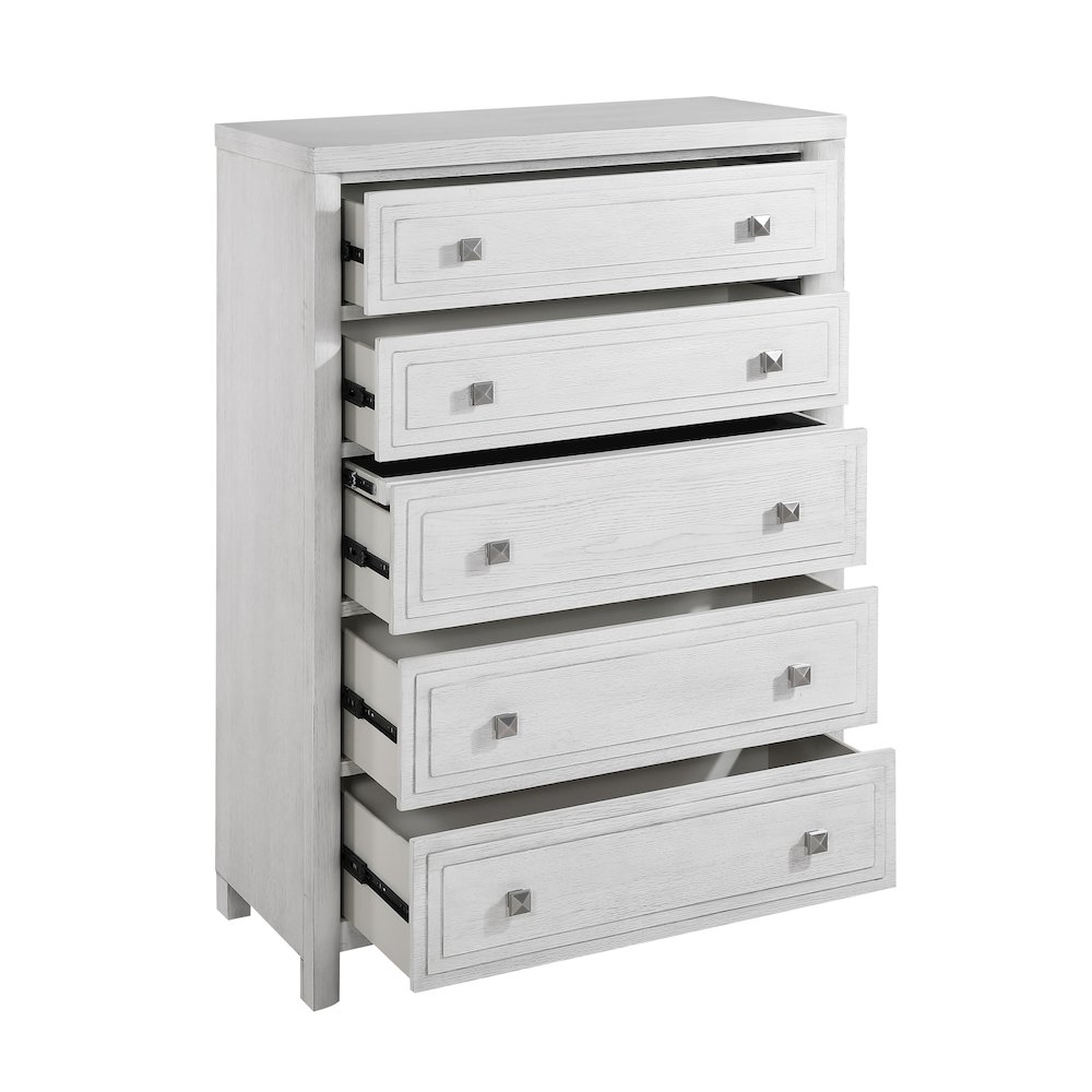 Dover 5 Drawer 58" Tall Chest, Vertical Bedroom Dresser, Contemporary Living. Picture 3