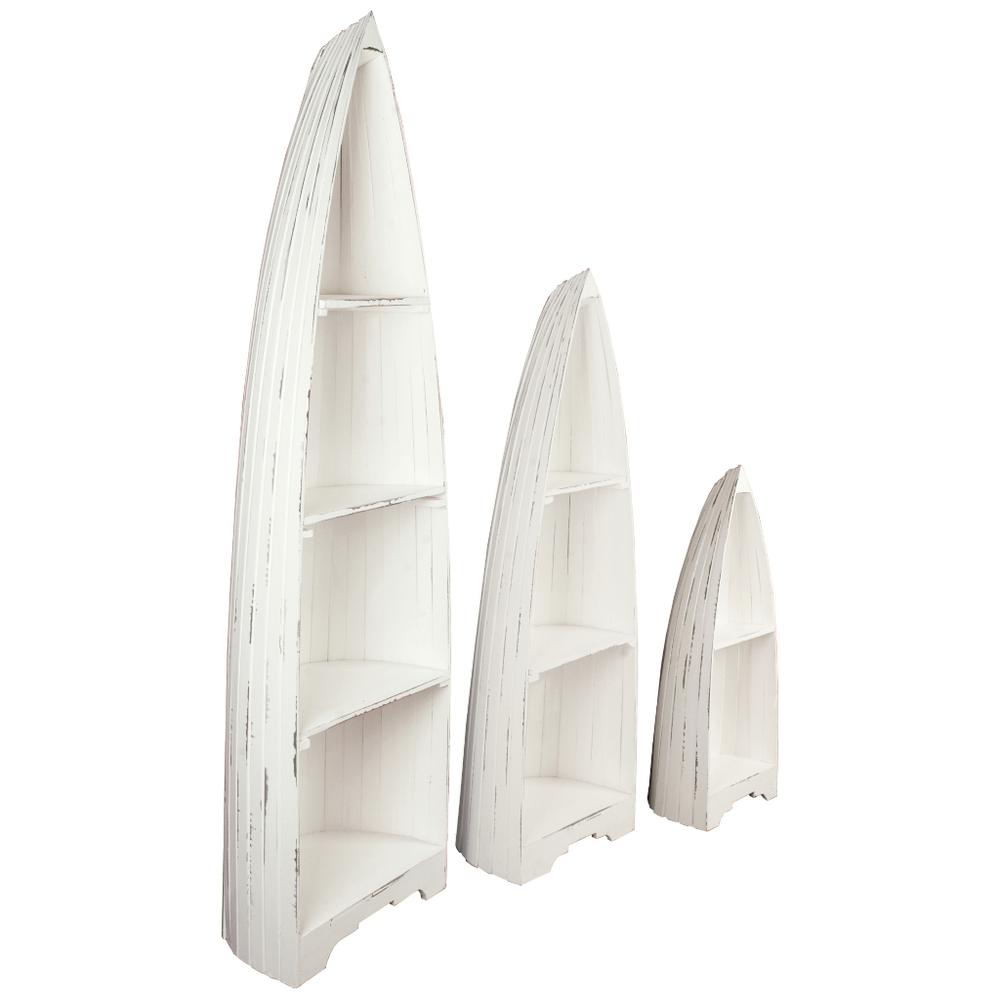 Cottage 3 Piece Boat Shaped Freestanding Shelves. Picture 1