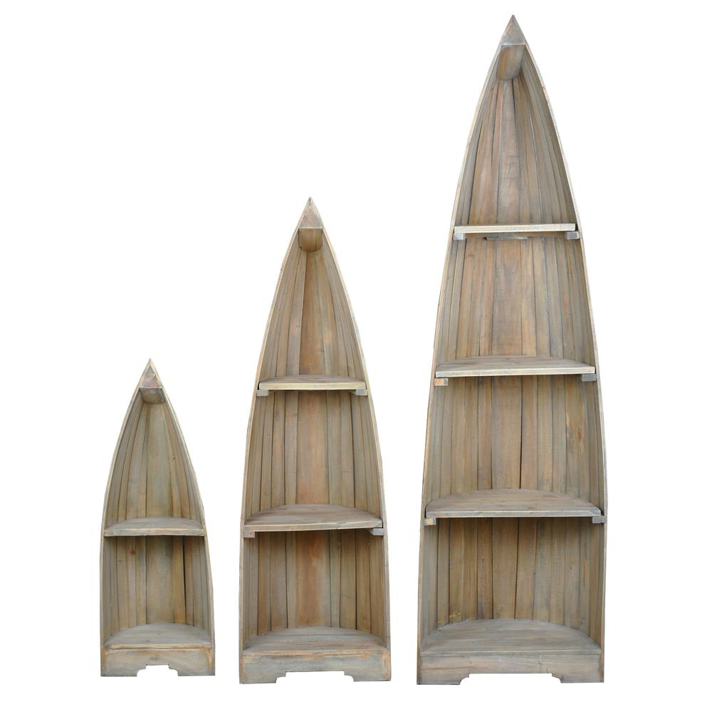 Cottage 3 Piece Boat Shaped Freestanding Shelves. Picture 2