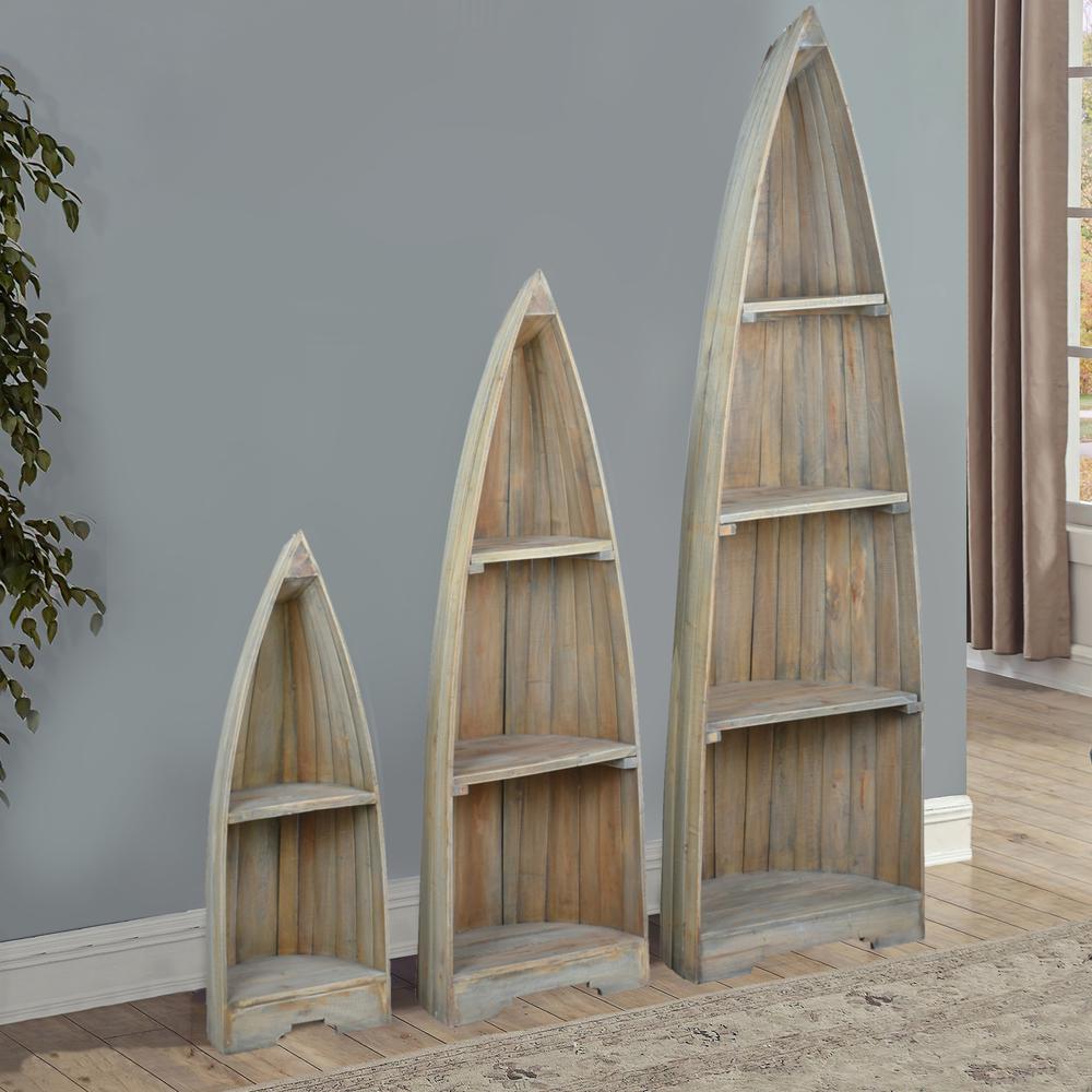 Cottage 3 Piece Boat Shaped Freestanding Shelves. Picture 5