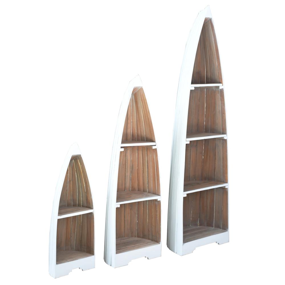 Cottage 3 Piece Boat Shaped Freestanding Shelves. Picture 1
