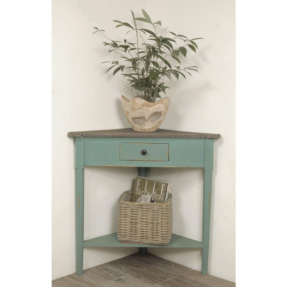 Cottage Corner End Table with Shelf. Picture 2