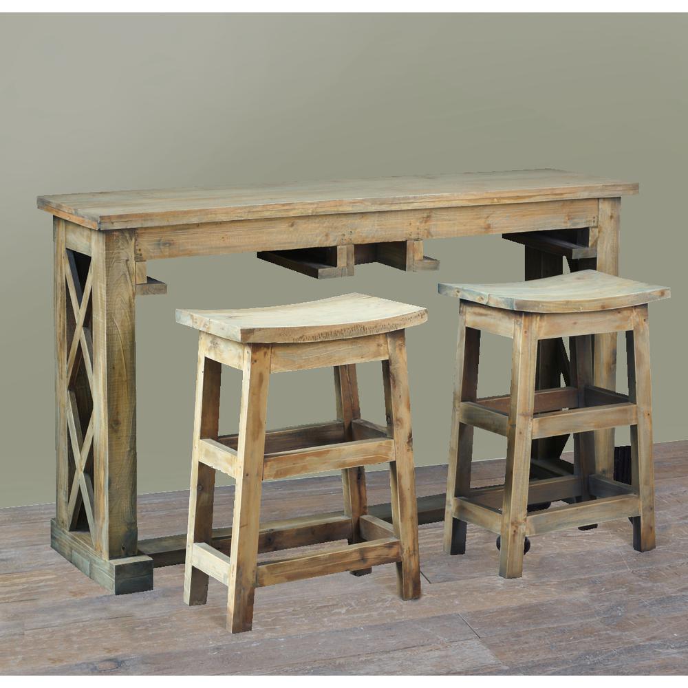 Cottage 60" Rectangular Narrow Counter Height 3 Piece Dining Table Set. Picture 2