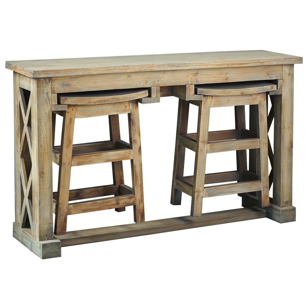 Cottage 60" Rectangular Narrow Counter Height 3 Piece Dining Table Set. Picture 3
