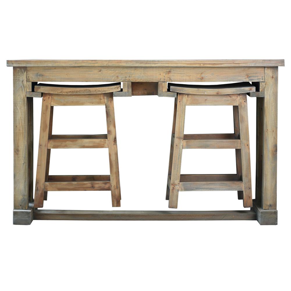 Cottage 60" Rectangular Narrow Counter Height 3 Piece Dining Table Set. Picture 4