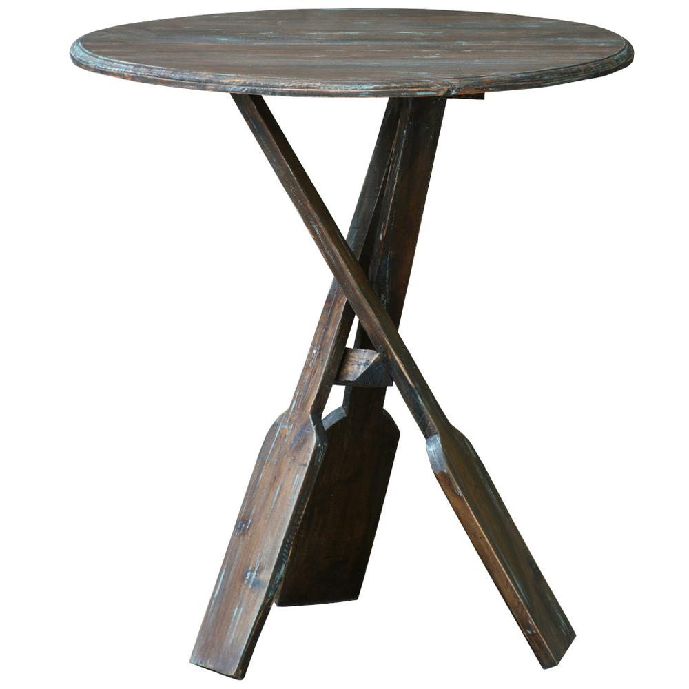 Cottage Round Boat Oar Accent Table. Picture 2