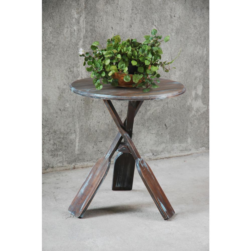 Cottage Round Boat Oar Accent Table. Picture 6