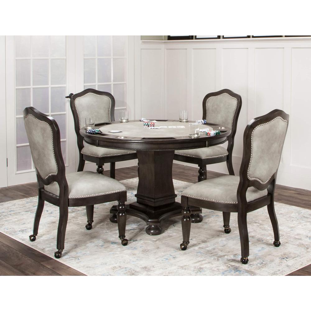 5 Piece 48" Round Vegas Dining and Poker Table Set. Picture 6