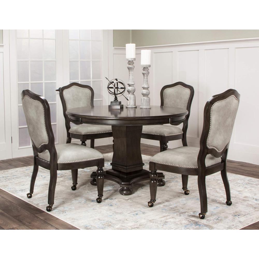 5 Piece 48" Round Vegas Dining and Poker Table Set. Picture 7
