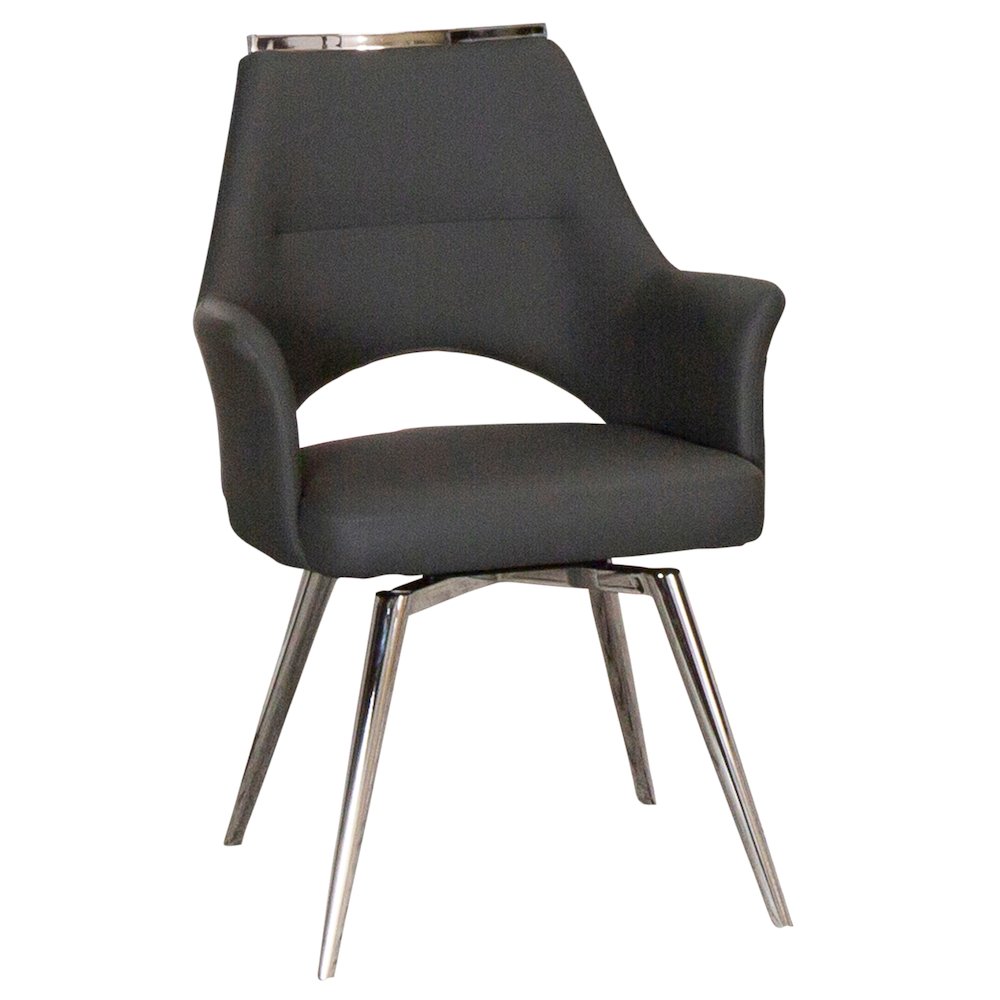 Atlas Upholstered Swivel Dining Chair w Arms, Padded Bucket Seat Kitchen. Picture 8
