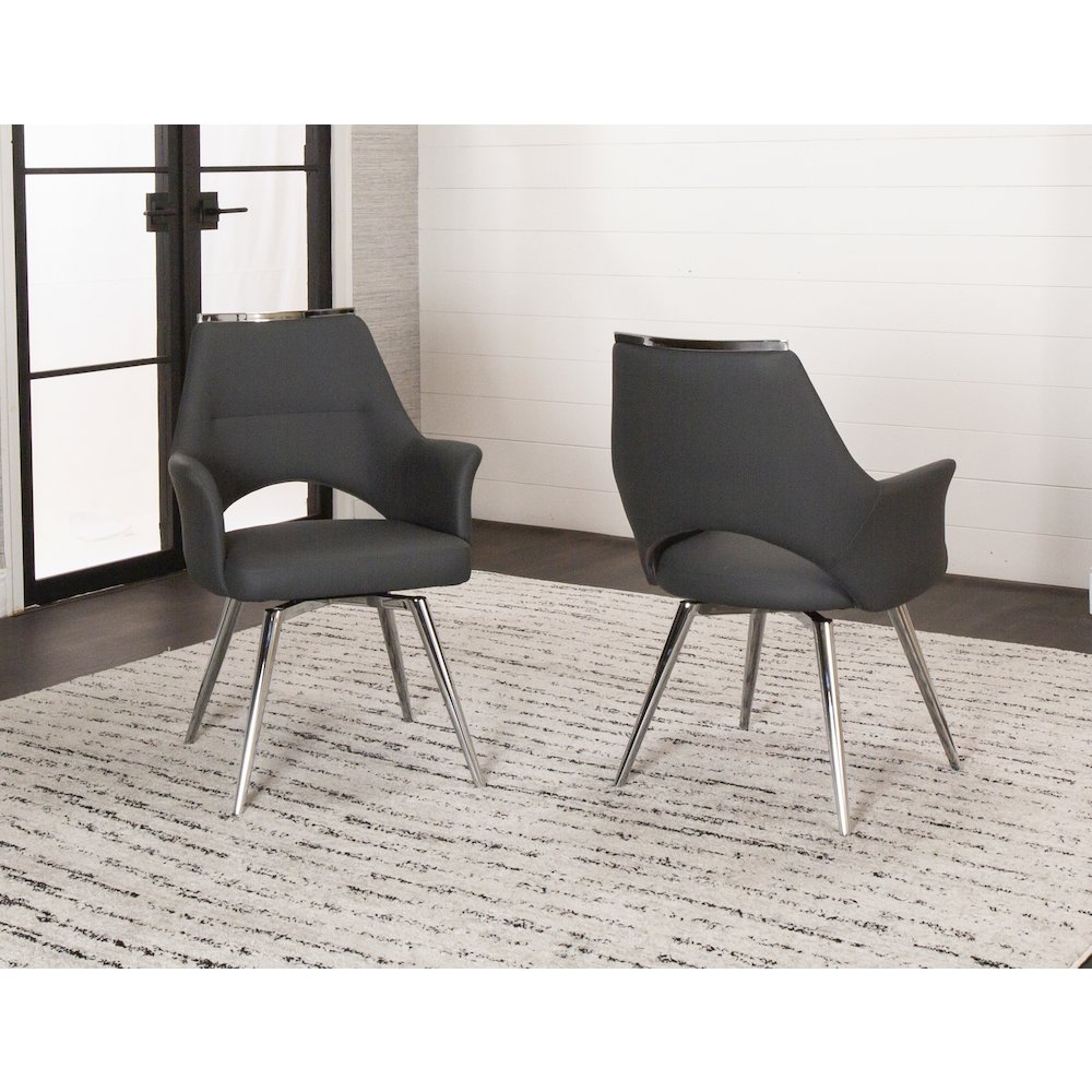 Atlas Upholstered Swivel Dining Chair w Arms, Padded Bucket Seat Kitchen. Picture 2