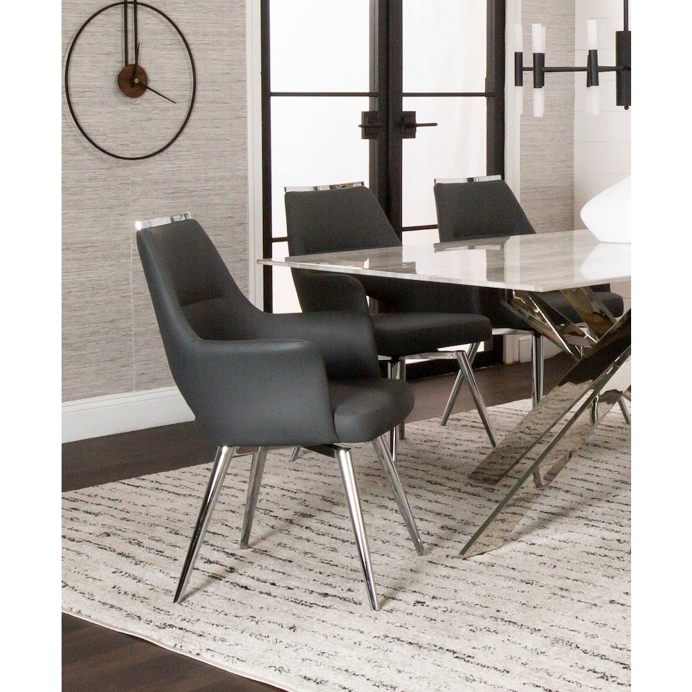 Atlas Upholstered Swivel Dining Chair w Arms, Padded Bucket Seat Kitchen. Picture 4